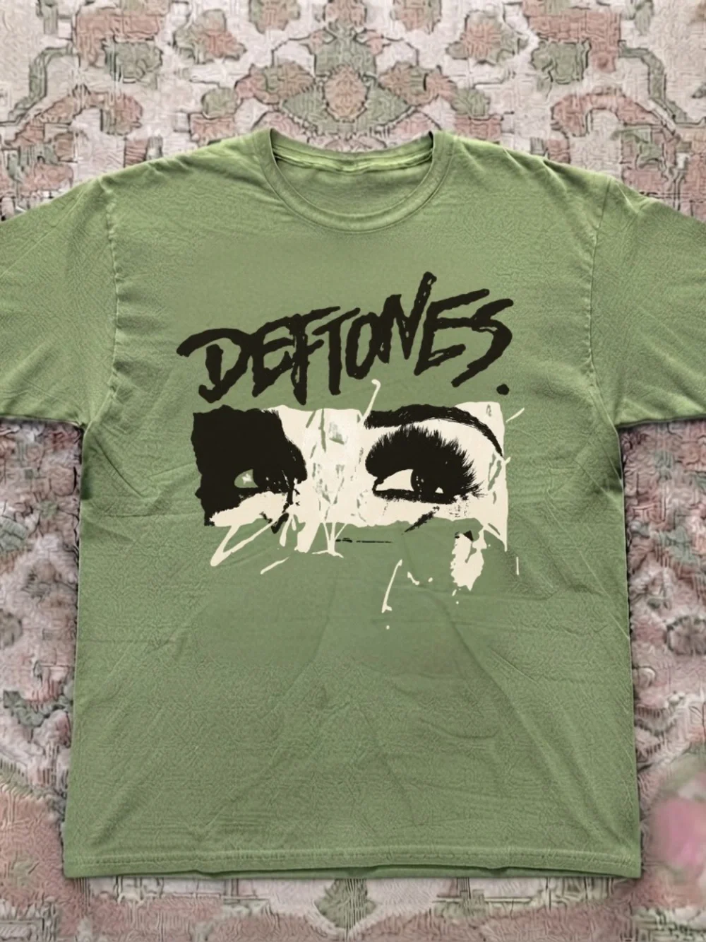 Deftones Eyes Around The Fur Alternative Metal Rock Band Vintage Sage Green Tee